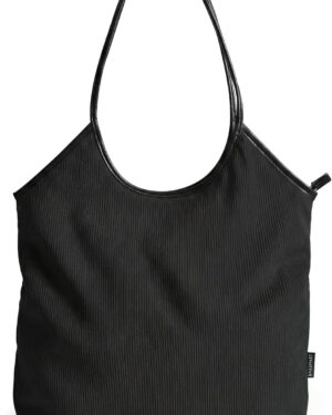 Cream Corduroy Tote Bag with Tan Shoulder Straps - Image 12