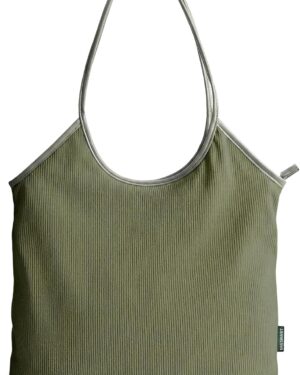 Cream Corduroy Tote Bag with Tan Shoulder Straps - Image 13