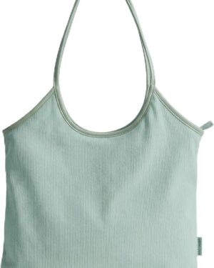 Cream Corduroy Tote Bag with Tan Shoulder Straps - Image 14