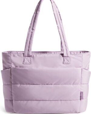 Cream Quilted Puffy Shoulder Tote Bag - Image 12