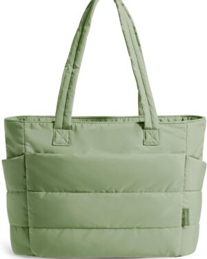 Cream Quilted Puffy Shoulder Tote Bag - Image 14