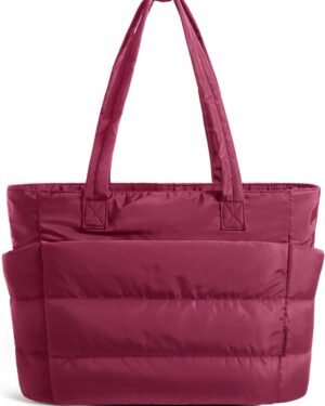 Cream Quilted Puffy Shoulder Tote Bag - Image 16