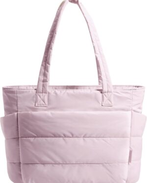 Cream Quilted Puffy Shoulder Tote Bag - Image 17