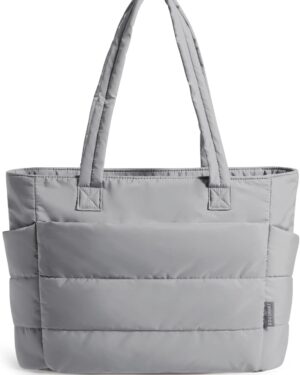 Cream Quilted Puffy Shoulder Tote Bag - Image 18