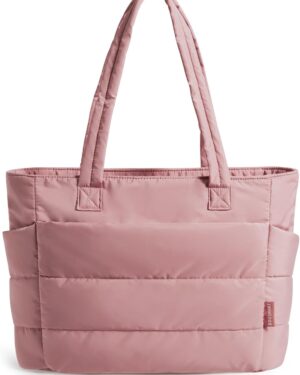 Cream Quilted Puffy Shoulder Tote Bag - Image 8