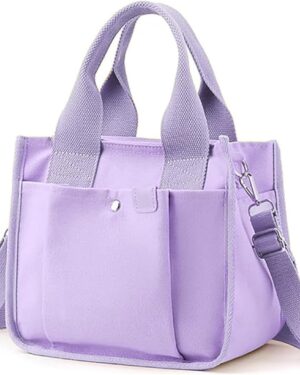 Light Green Canvas Multi-Pocket Tote Bag with Crossbody Strap - Image 14