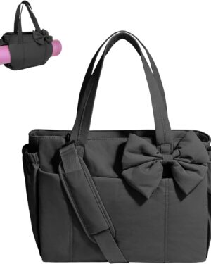 Light Green Canvas Shoulder Tote Bag with Front Pockets - Image 10