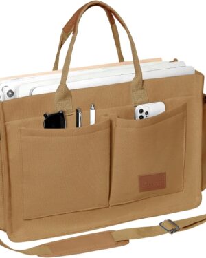 Light Green Canvas Shoulder Tote Bag with Front Pockets - Image 18