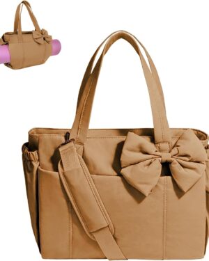 Light Green Canvas Shoulder Tote Bag with Front Pockets - Image 19