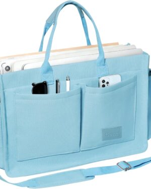 Light Green Canvas Shoulder Tote Bag with Front Pockets - Image 20