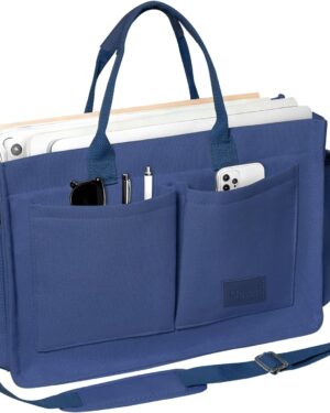 Light Green Canvas Shoulder Tote Bag with Front Pockets - Image 21