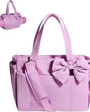 Light Green Canvas Shoulder Tote Bag with Front Pockets - Image 7