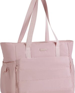 Pink Puffy Quilted Large Tote Bag - Image 13