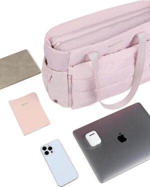 Pink Puffy Quilted Large Tote Bag - Image 6