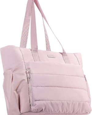 Pink Puffy Quilted Large Tote Bag - Image 7
