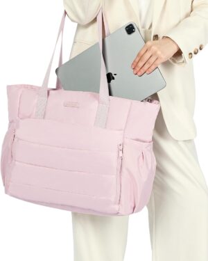 Pink Puffy Quilted Large Tote Bag - Image 9