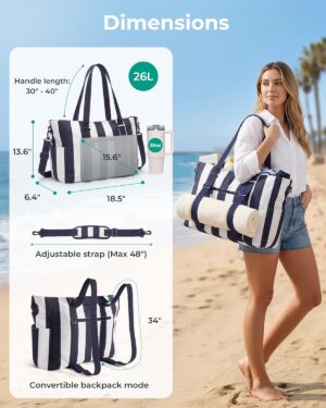 Pink and White Striped Large Tote Bag - Image 3