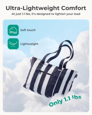 Pink and White Striped Large Tote Bag - Image 6